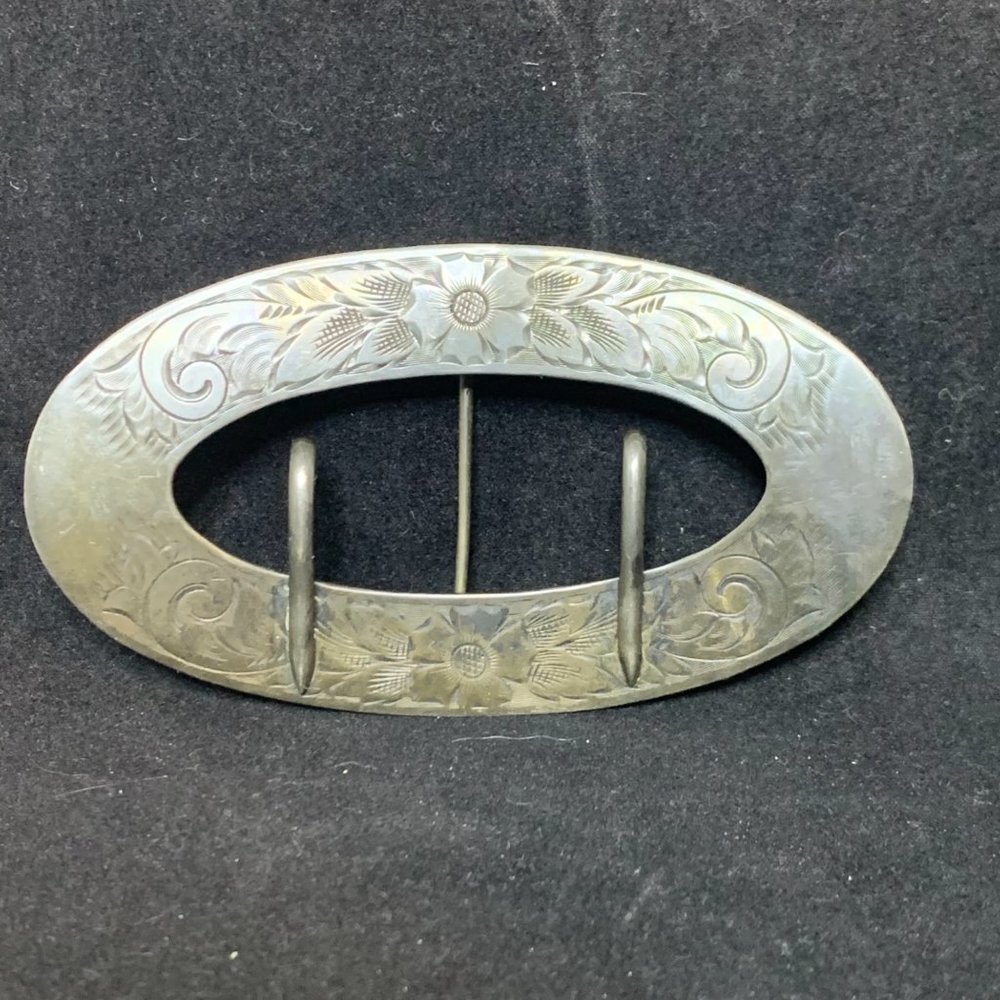 Victorian Unger Brothers Sterling Silver Sash Buckle Signed Broken clasp (2550) - Picture 2 of 9